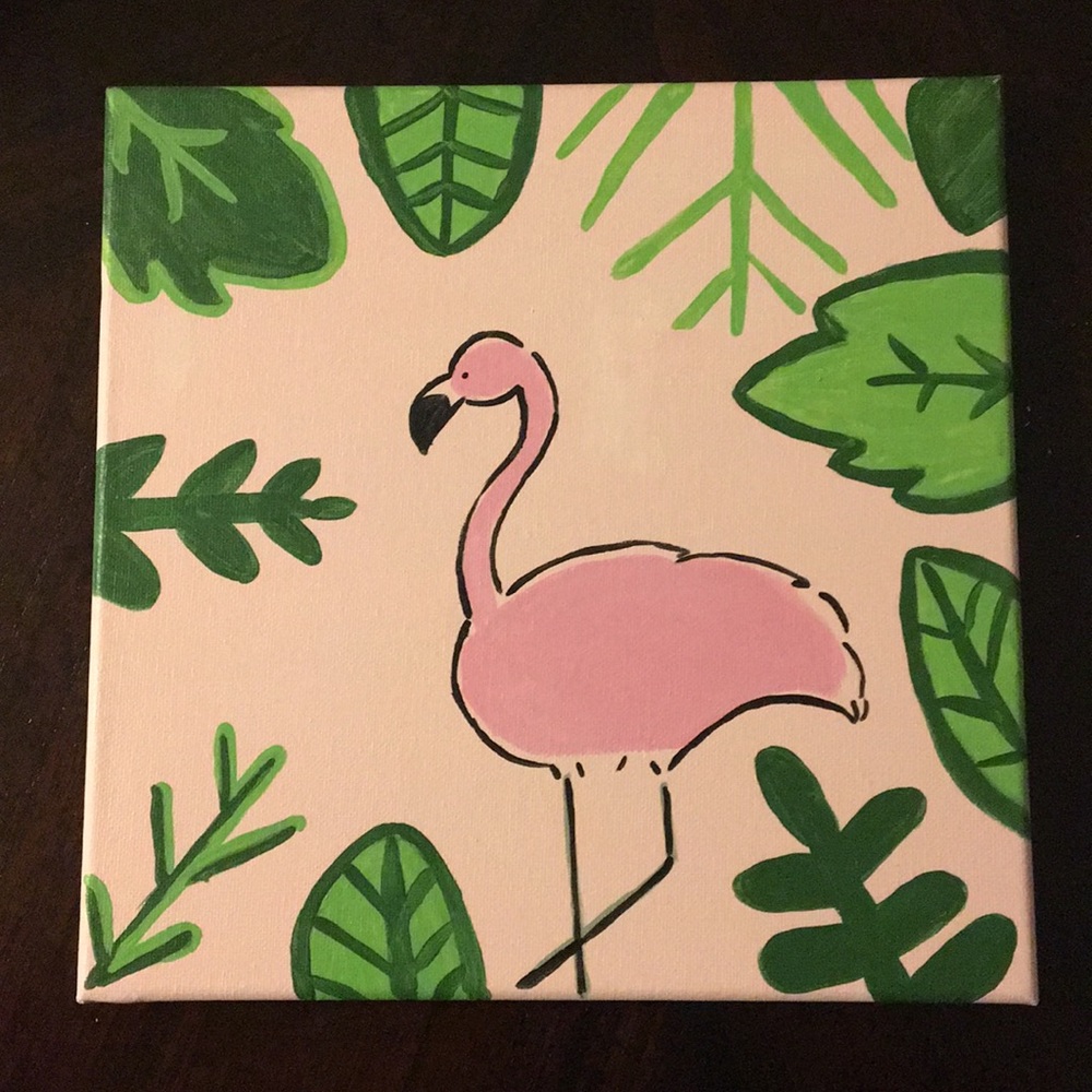 Painted flamingo canvas